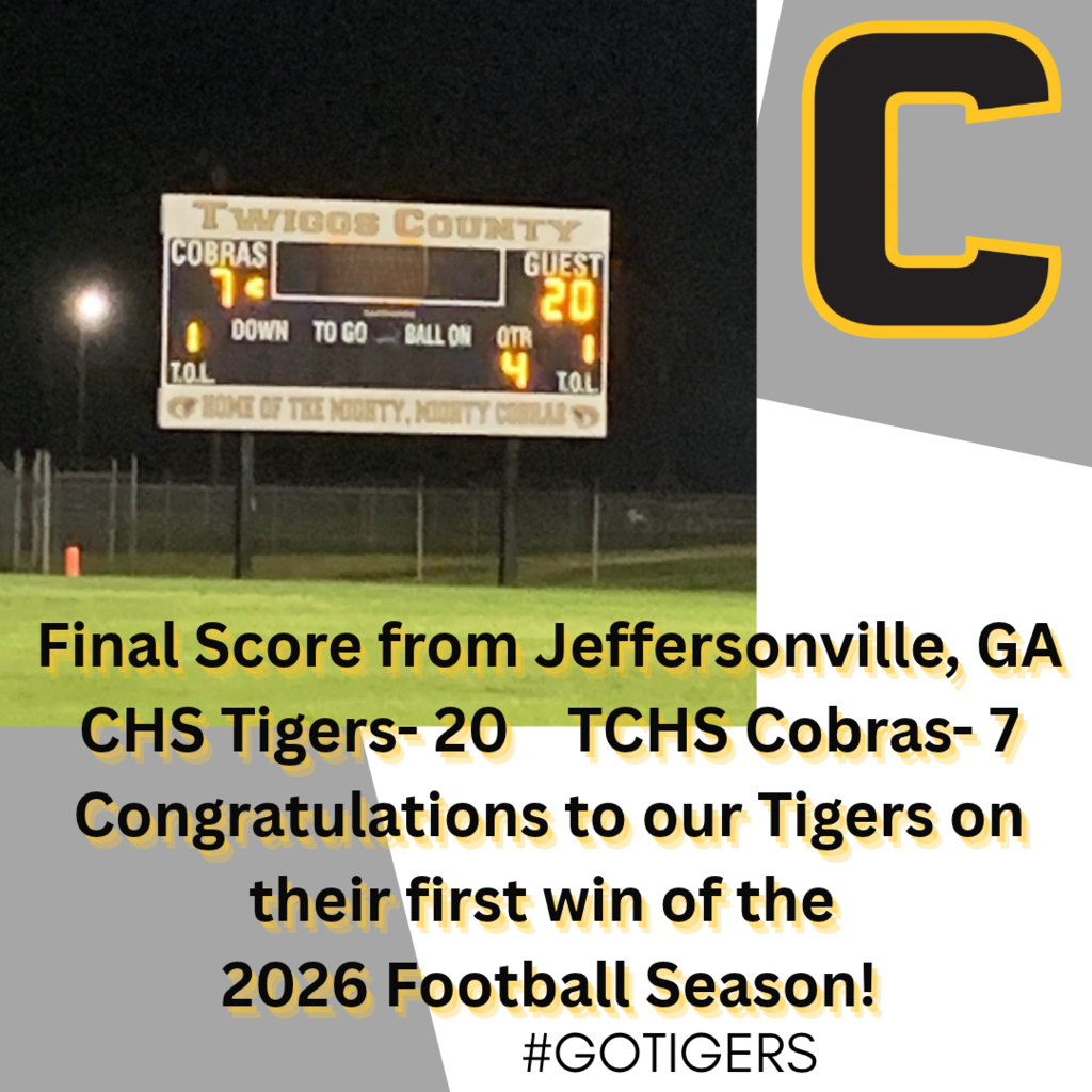 Image showing 🚨 VICTORY ON THE ROAD! 🏈🐅🏆 Big congratulations to our CHS Varsity Football team on bringing home their FIRST WIN of the season! ⚡ Our Tigers traveled to Jeffersonville on Friday, August 21st, and took care of business against Twiggs County with a big 20-7 victory! 💥 Hard work, relentless determination, and playing together with one shared purpose—that’s what Tiger football is all about! Loud and proud across Georgia, let ’em hear that One Roar! 🖤💛 Once a Tiger, always a Tiger! 🐅🐾 #OneRoar #ClaxtonTigers #CHSTigerFootball #FridayNightLights #TigerVictory #OnceATigerAlwaysATiger #ClaxtonGA #TigerPride