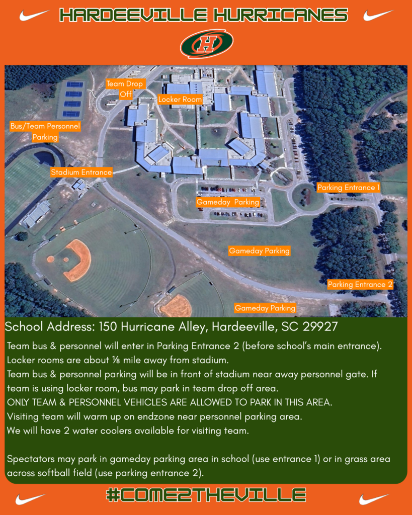 🏈 GAME DAY BOUND: Claxton Tigers vs. Hardeeville Hurricanes! 🐅⚡  Tigers fans and travel crew, here is all the key information you need as we head out to support our team at Hardeeville!  📍 Location: 150 Hurricane Alley, Hardeeville, SC 29927  🚗 Spectator Parking & Info:  Main Spectator Parking: Use Parking Entrance 1 to park in the main school Gameday Parking lots.  Overflow / Grass Parking: Use Parking Entrance 2 to park in the grass area across from the softball field.  For spectators, they may purchase gameday tickets at this link: https://events.hometownticketing.com/boxoffice/jaspercountyschools/L2VtYmVkL2V2ZW50LzM%3D   Box Office We will also be selling tickets at the gate and accept cash, debit/credit cards, and Apple/Google Pay.  Please notify your spectators that we do have a clear bag policy. Outside food and drinks will not be allowed in the stadium, and spectators cannot re-enter once they have left the stadium without purchasing a new ticket. We will have concessions during the game.  Pack the stands, bring the energy, and safe travels! Let’s go Tigers! 🐯🔥  #ClaxtonTigers #GameDay