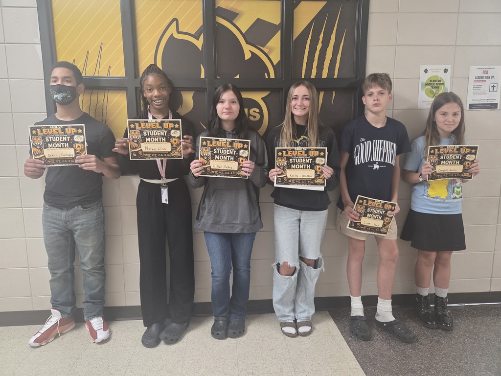 Image showing 🌟 LEVEL UP FOR OUR AUGUST STUDENTS OF THE MONTH! 🐅🏆 Join us in giving a massive round of applause to our CMS Students of the Month for August! These outstanding Tigers have shown what it truly means to Focus, Learn, Practice, Improve, and Achieve every single day. 🎉 Congratulations to: ⭐ Xavier Kornegay ⭐ Morgan Ellis ⭐ Lillian Pelkey ⭐ Kelley Whitson ⭐ Liam Sapp ⭐ Campbell Hester Thank you all for setting the standard, leading by example, and helping our school community Level Up! Keep shining bright and demonstrating true Tiger Pride! 👏✨ #ClaxtonMiddleSchool #CMSLevelUp #StudentOfTheMonth #TigerPride #LevelUp2026 #CMSExcellence #FocusLearnPracticeAchieve #ROAR