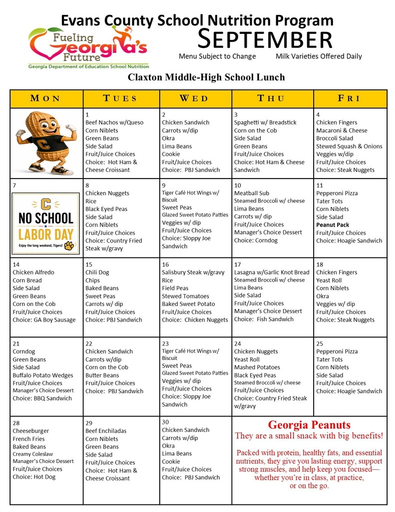 CMS CHS Lunch Menu