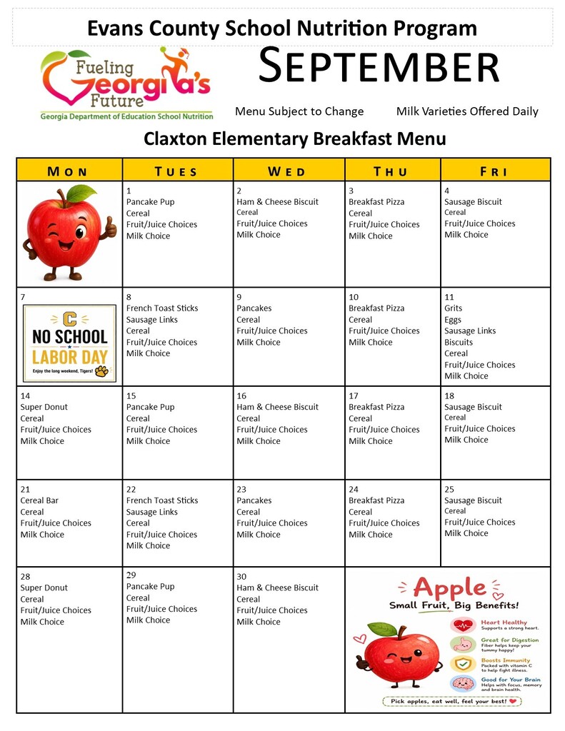CES Breakfast Menu