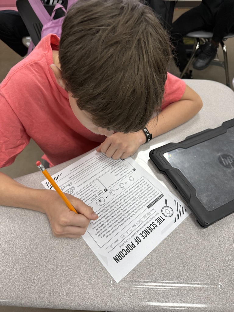In celebration of finishing up Unit 1 on Expository Texts Mrs. Williamson’s classes worked on their reading stamina by completing a mini-read activity on “The Science of Popcorn” where students read about what makes popcorn pop. 🍿 Students had to identify key facts and details that were used in the text and then put the steps of how popcorn pops in order. Students were treated to popcorn once they had all the answers correct and enjoyed popcorn as they worked to complete the rest of their daily work.