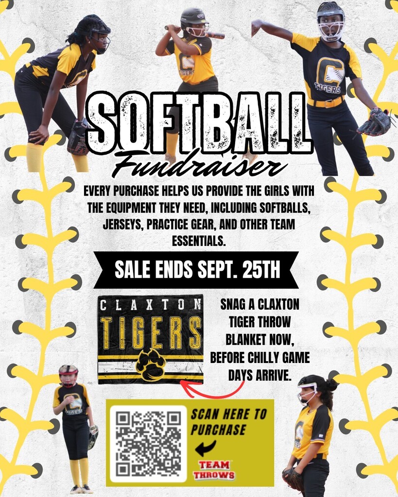 🐯💛 CMS LADY TIGER SOFTBALL FUNDRAISER! 🖤🥎 Help support our CMS Lady Tiger Softball athletes by purchasing this awesome Claxton Tigers blanket! 🐯💛🖤 🖤 50” x 60” Blanket 💛 Super Soft Micro-Plush 🖤 Machine Wash & Dry 💛 Only $30! 📲 Scan the QR code on the flyer to purchase! 📅 Order by September 25th! Your support means so much to our Lady Tigers and helps support their season! Thank you to our amazing Tiger community for always showing up and supporting our athletes! 🐯💛🖤 THANK YOU FOR YOUR SUPPORT! 💛🖤 AND AS ALWAYS… GO TIGERS! 🐯🥎