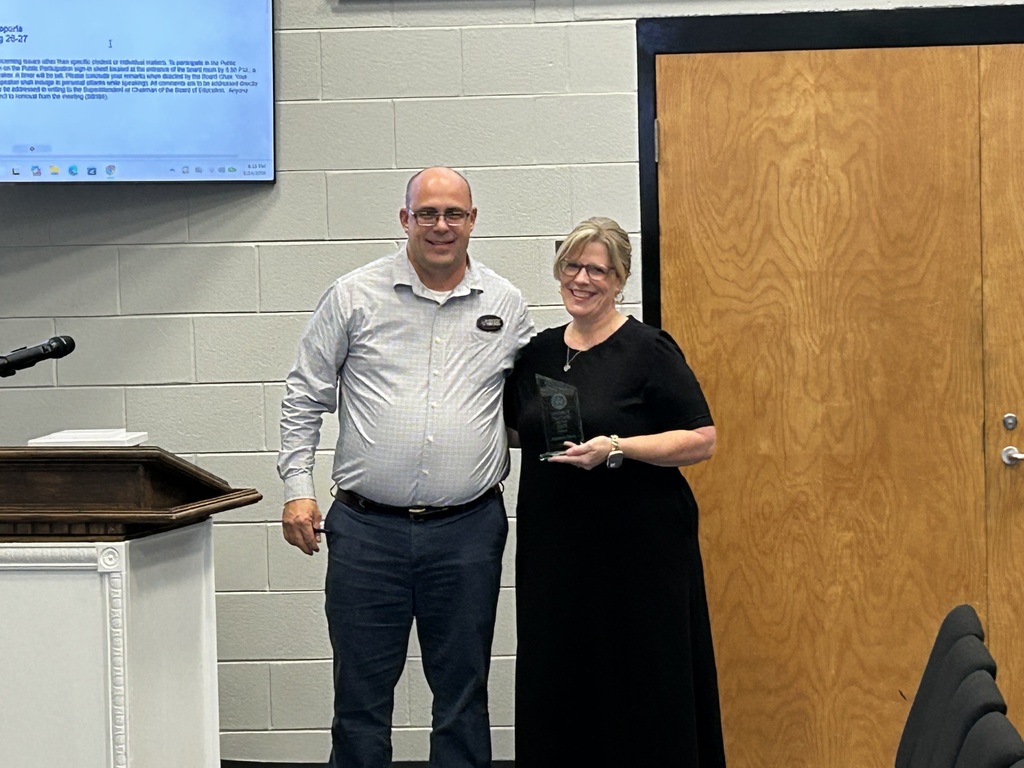 HR Coordinator Dr. Jason Trotter and the Evans County District TOTY Stephanie Myers