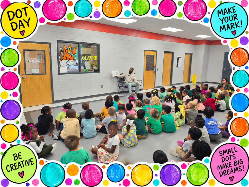 🔴🟡🔵 International Dot Day: A Special Visitor Makes His Mark! 🟢🟣🩷 On Tuesday, September 15, Evans County Pre-K received a royal treat! 👑🐯 Our very own Claxton Elementary School Principal, Mr. Harris, stopped by with a special book in hand, The Dot, to celebrate International Dot Day with our littlest Tiger Cubs! Mr. Harris didn’t just read a story. He made his mark! ❤️ He made lots of new four- and five-year-old friends, shared encouraging words, brought plenty of smiles, and reminded our children that their ideas, creativity, and voices matter. And judging by all those little faces, we’re pretty sure he gained quite the fan club! 😂📚 There is something extra special about watching our school leaders take time to sit on a child’s level, open a book, and simply be present. Those few minutes may seem small, but to a four-year-old, they can be a very BIG dot in their school story. 🥹💕 Thank you, Mr. Harris, for taking time out of your busy day to read, laugh, encourage, and connect with our Tiger Cubs. Your visit was greatly enjoyed and truly appreciated! 🔴 One book. One visit. Lots of smiles. One BIG mark on some very little hearts. 🟡💙 Happy International Dot Day from Evans County Pre-K! 🎨 Make your mark...and see where it takes you!