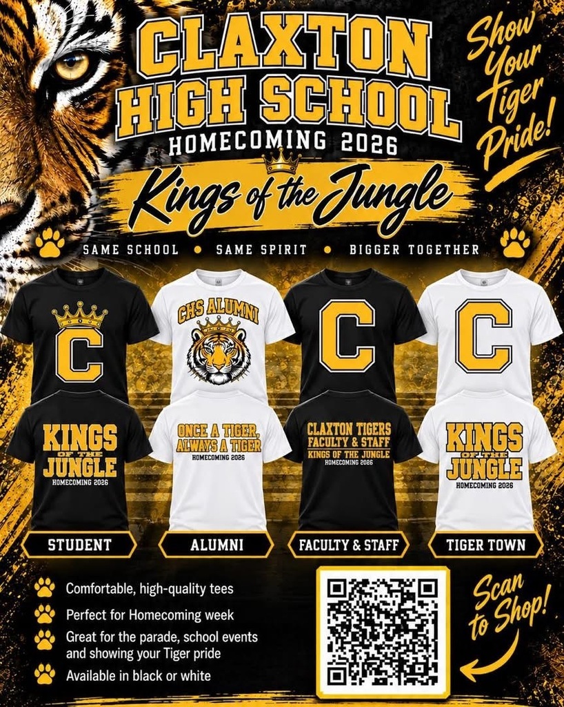 Image Showing QR Code to scan to pre order Homecoming Tshirts from Brookeside Gifts by October 6th, 2026