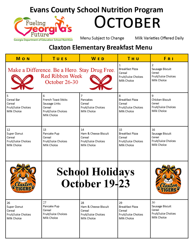 CES Breakfast Menu