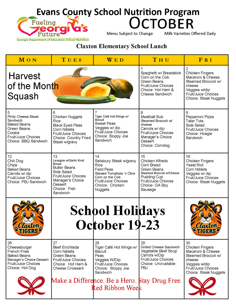 CES Lunch Menu