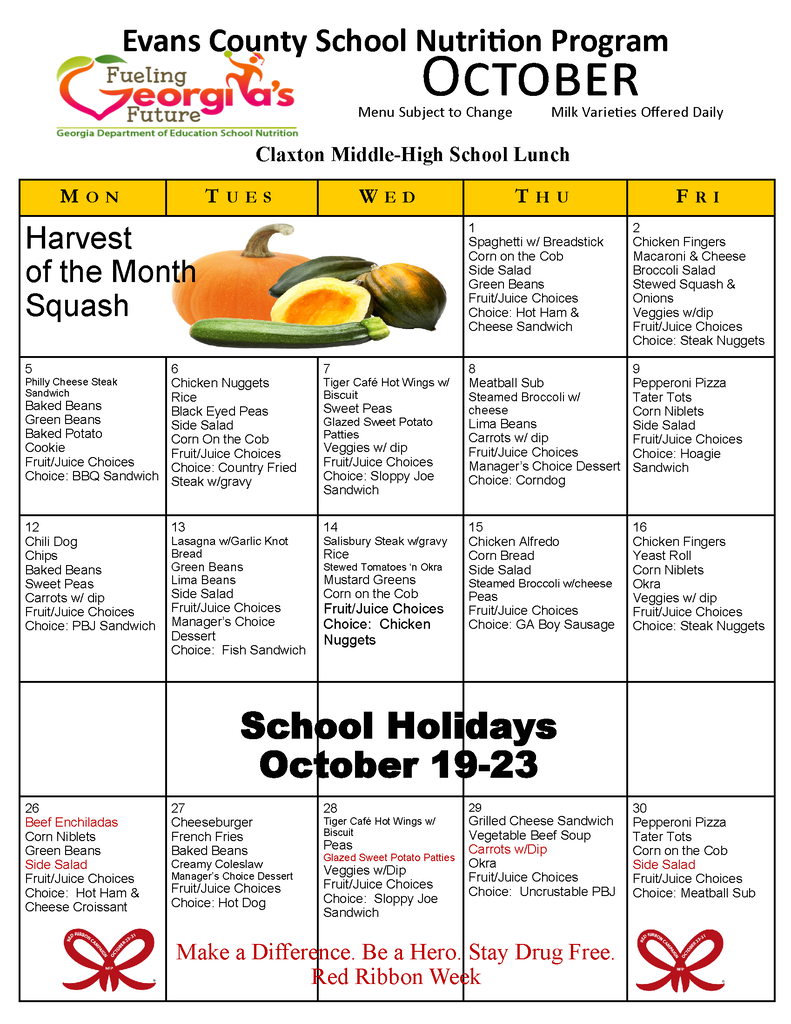 CMS CHS Lunch Menu