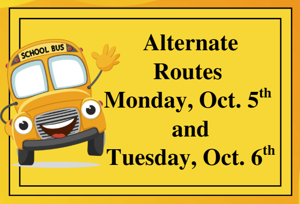 Evans County Schools will run alternative routes on Monday, October 5th and Tuesday, October 6th.