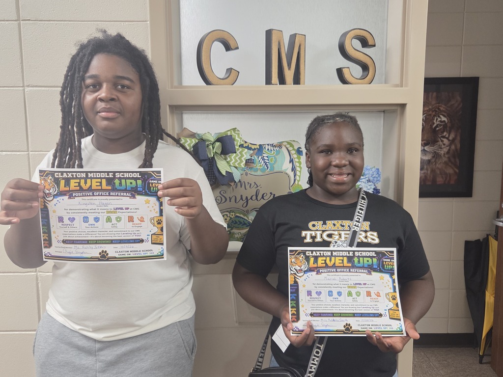 Kingston Hagan and Mariah Roberts received positive office referrals at Claxton Middle School.
