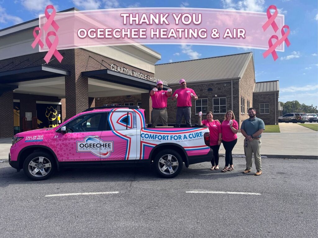 A Special Tiger Thank You To Ogeechee Heating & Air! We want to send a huge THANK YOU to Ogeechee Heating & Air for always stepping up and supporting Claxton High School and Evans County! Your donation for our Pink Out Senior Night means the world to our school, our players, and our community. Breast Cancer Awareness Month is a powerful reminder of strength, hope, and unity. Seeing our community come together—backed by local businesses like Ogeechee Heating & Air that truly care—shows what makes Evans County so special. We honor every fighter, celebrate every survivor, and remember those we've lost. Thank you for standing with us, supporting our Tigers, and helping us spread awareness for such an important cause!