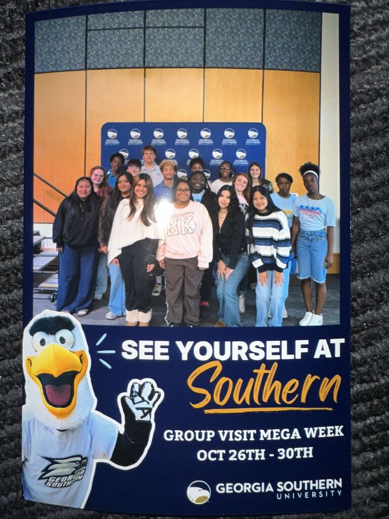 Image showing 🦅💙 "SEE YOURSELF AT SOUTHERN!" TIGERS EXPLORE GSU! 🐅🖤💛 Some of our 11th and 12th-grade Tigers took an exciting step toward their futures today as Mr. Rowe, Mrs. Swindell, and Mrs. Rountree led an amazing group of students to Georgia Southern University for "See Yourself at Southern" Day! 🎓✨ Students experienced campus life firsthand with both a walking tour and a bus tour exploring the GSU campus and surrounding area. They got an inside look at GSU’s academic buildings, student housing, and Paulson Stadium! 🏈🏟️ To top off the full college experience, our Tigers enjoyed lunch alongside current GSU students in the Dining Commons and wrapped up the day with a trip to the campus Starbucks! ☕🥪 By the end of the day, several of our upperclassmen realized that Georgia Southern is exactly where they want to call home after graduation! We love seeing our students explore post-secondary pathways and level up their future goals! 🌟 Big thanks to the staff and organizers who made this trip possible for our Tigers and (possibly future Eagles) as we move forward with one shared purpose under One Roar! ⚡ Once a Tiger, always a Tiger! 🐅🐾 #OneRoar #ClaxtonTigers #SeeYourselfAtSouthern #GeorgiaSouthern #OriginalGSU #CollegeBound #LevelUp #FutureEagles #TigerPride #OnceATigerAlwaysATiger #ClaxtonGA #CHSTigers #StatesboroBlues #BlueMile
