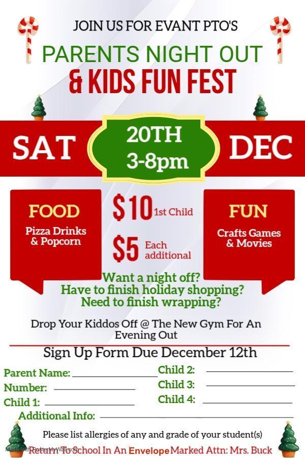 PTO Night Out & Kid's Fun Fest flyer