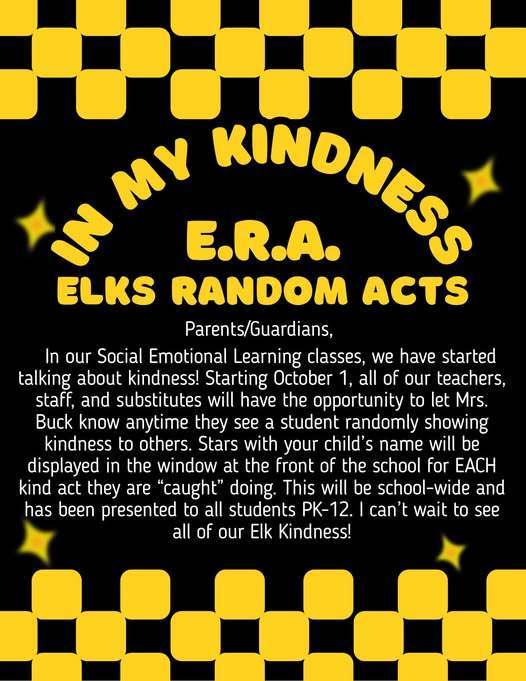 Elks Random Acts of Kindness Campaign flyer image