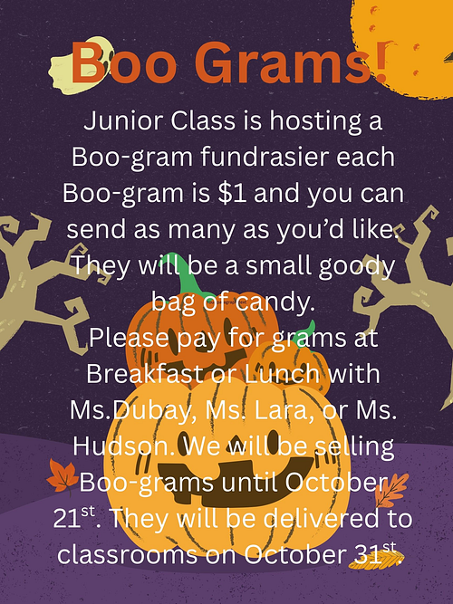 Boo Gram fundraiser explanation flyer image