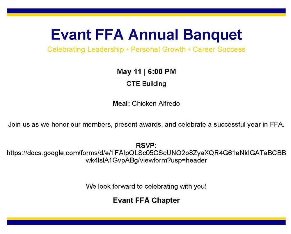 FFA Banquet announcement image