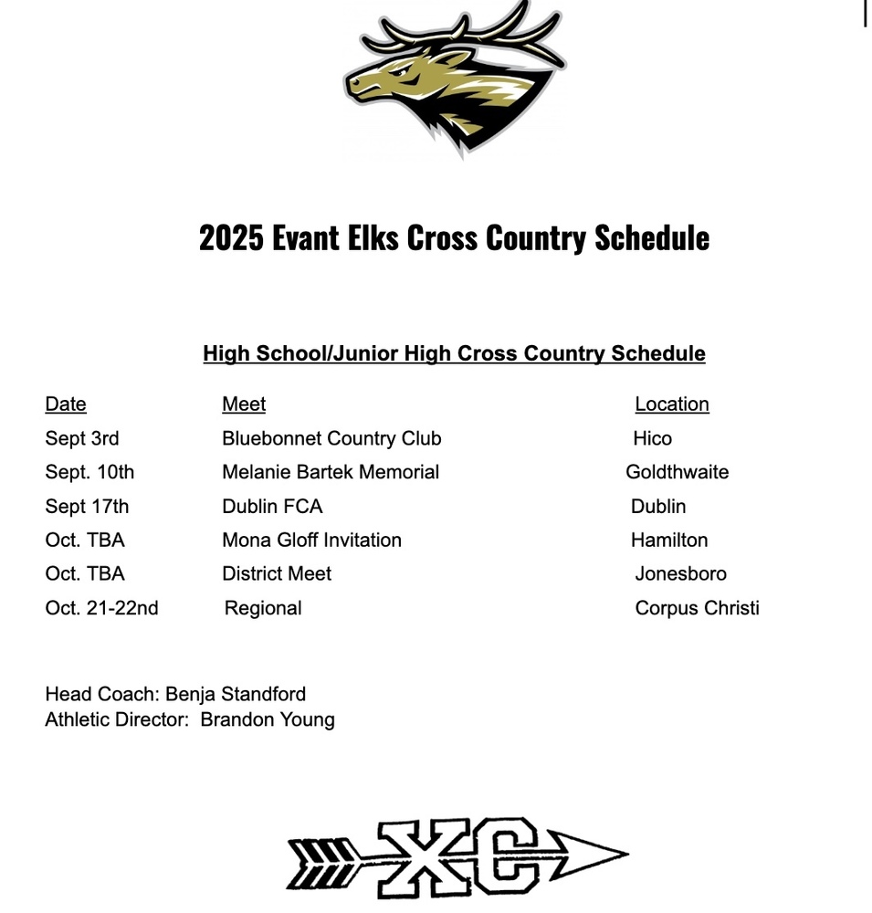 2025 Cross Country Schedule