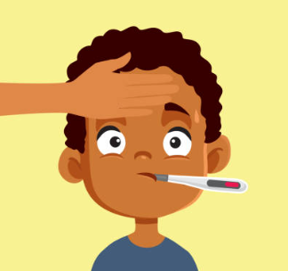 child with thermometer clip art
