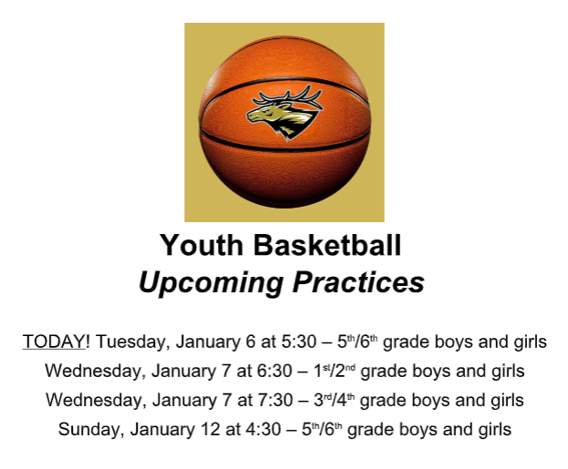 Youth Baskteball Practice notice