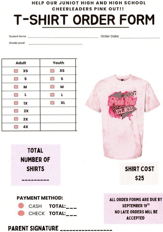 Pink out shirt order form
