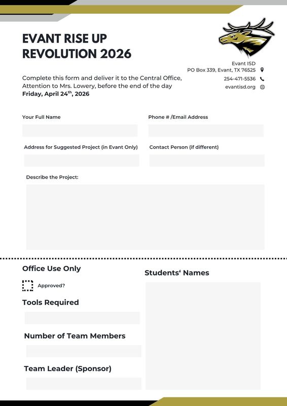 Rise Up Revolution work request form