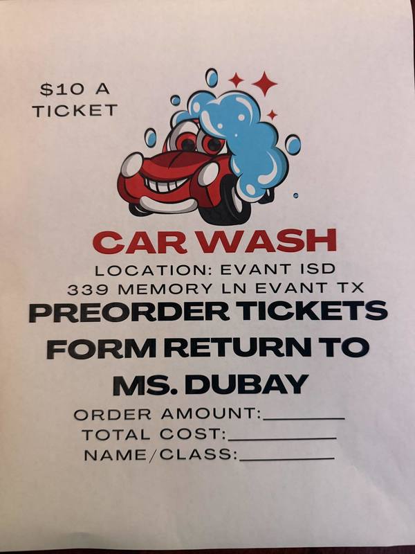 Car Wash ticket blank form