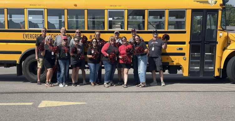 evergreen staff and bus
