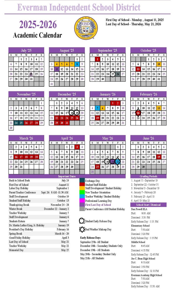 2025-2026 School Calendar