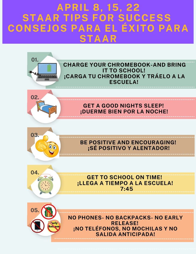 STAAR test is NEXT WEEK for our 3rd, 4th and 5th graders!