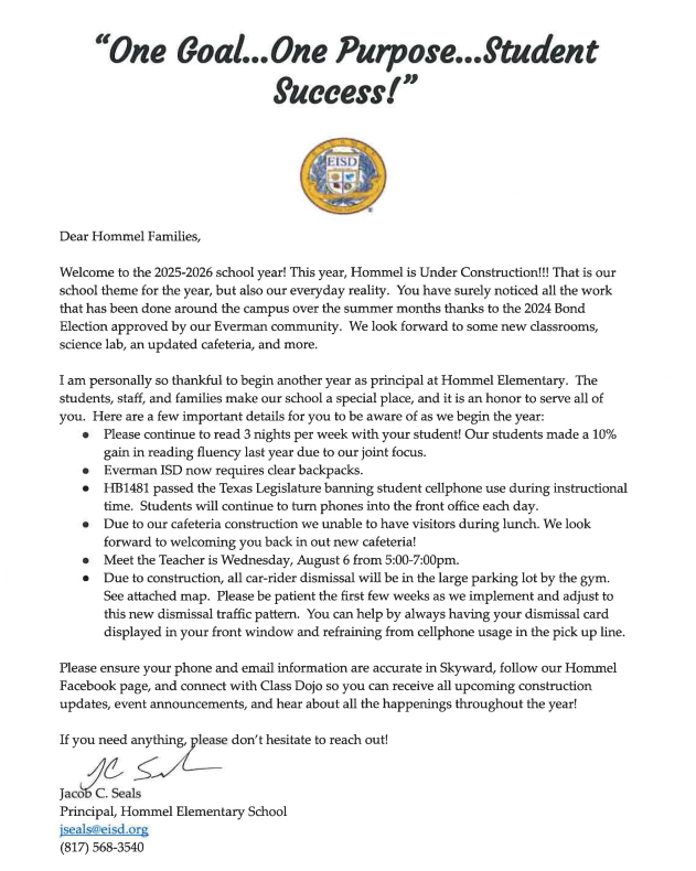 letter from principal