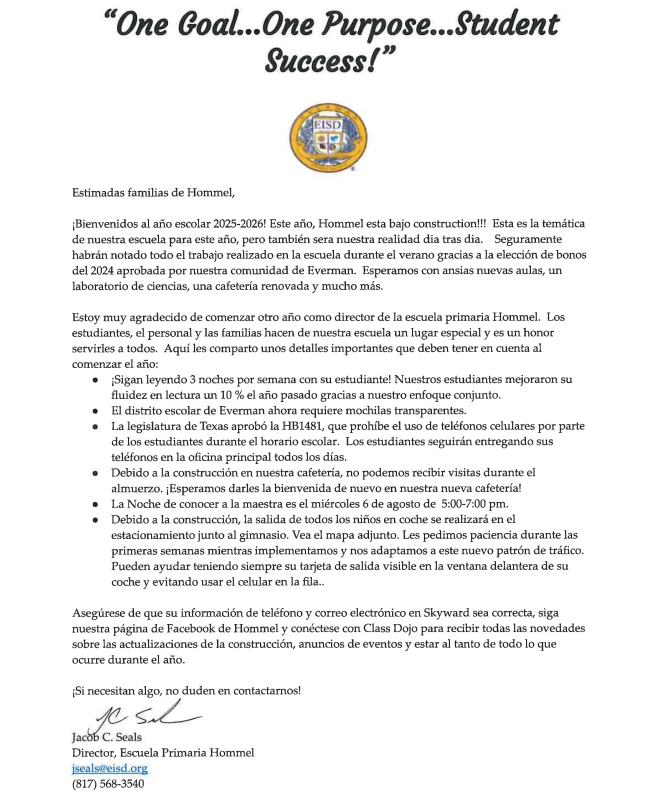 letter from principal