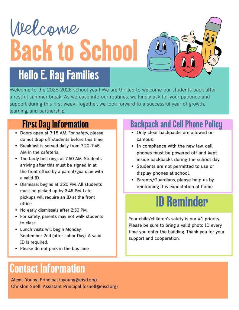 Back to School Information