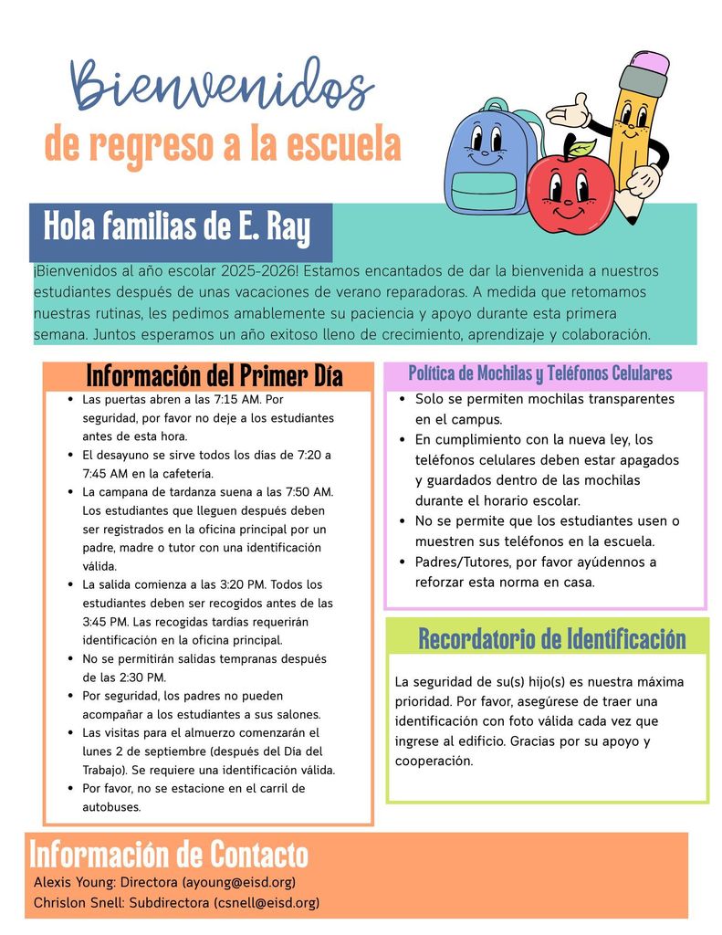 Back to School Information