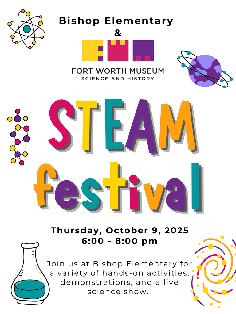 Steam festival at Bishop Elementary, October 9 from 6-8pm