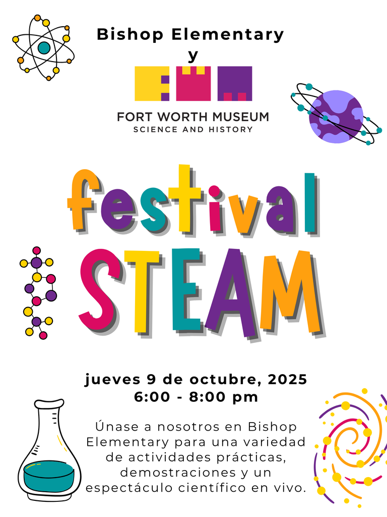 Steam festival at Bishop Elementary, October 9 from 6-8pm