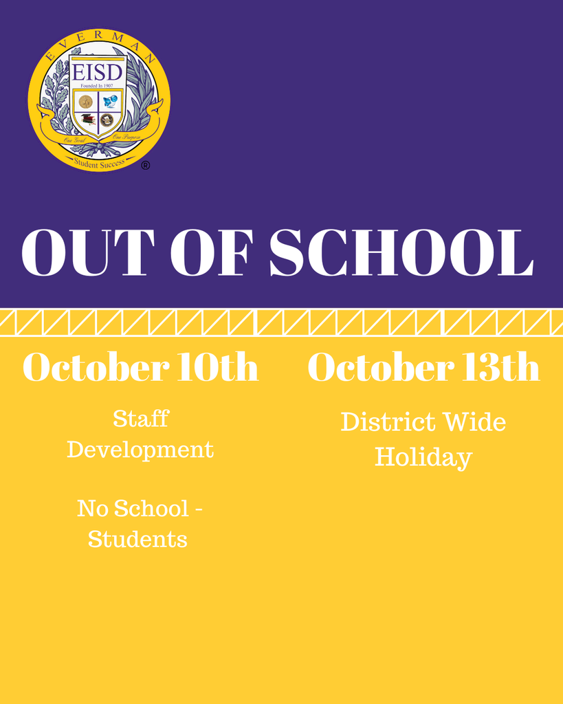 🍂🎉 Fall Break is almost here! 🍁 There will be no school from Oct. 10–14 for our traditional calendar students! 😎✨ 🗓Friday, Oct. 10: Student Holiday/Professional Development 🗓Monday, Oct. 13: Student/Staff Holiday (District Closed)