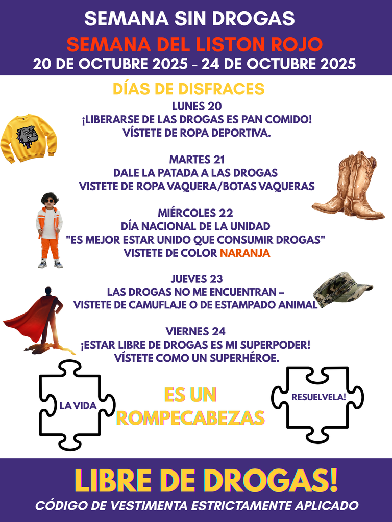 Drug Free Week October 20th - 24th Spanish