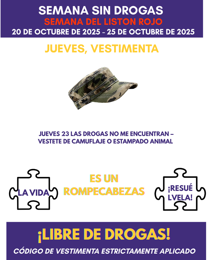 Thursday-23rd Drugs Can’t Find Me – Camouflage or animal print day