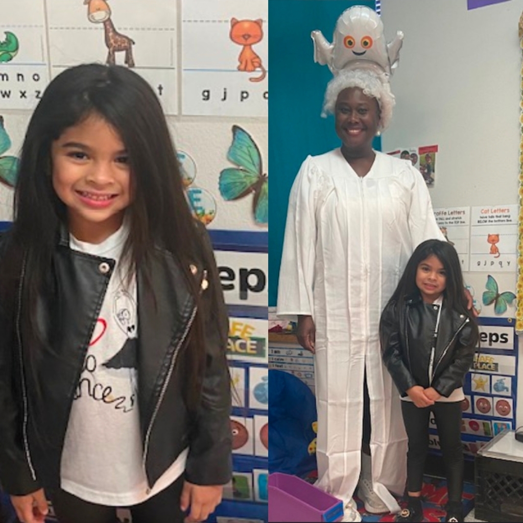 Mrs Sanchez and one of her students