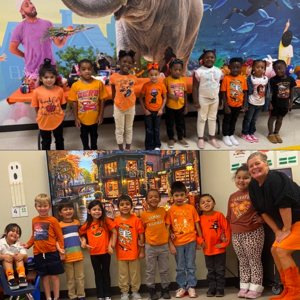 students dressed in orange