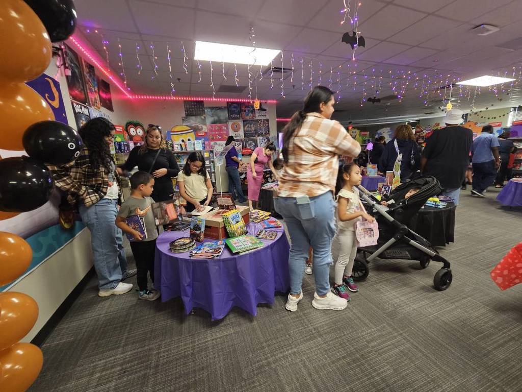 students at book fair