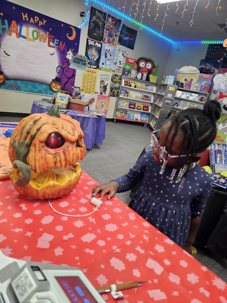 students at book fair
