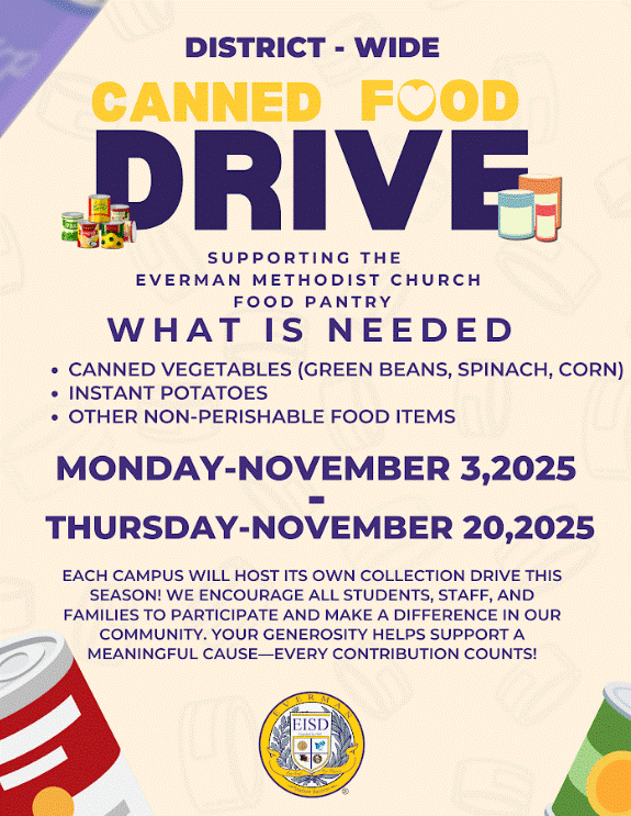 Canned Food Drive November 3 - November 20