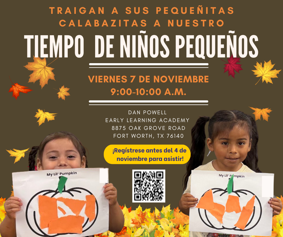 Toddler Time this Friday, November 7th from 9:00-10:00 am at Dan Powell Early Learning Academy.