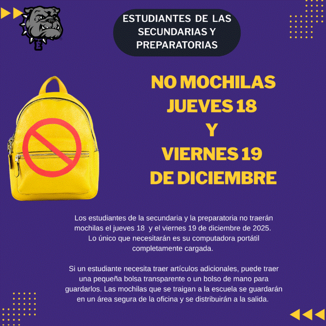 No Backpacks Thursday and Friday