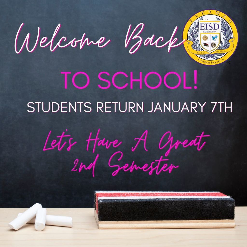 Welcome back! 🎒📚 School resumes for students on Wednesday, January 7, 2026. We can’t wait to see our students and staff back on campus for a great start to the new semester!