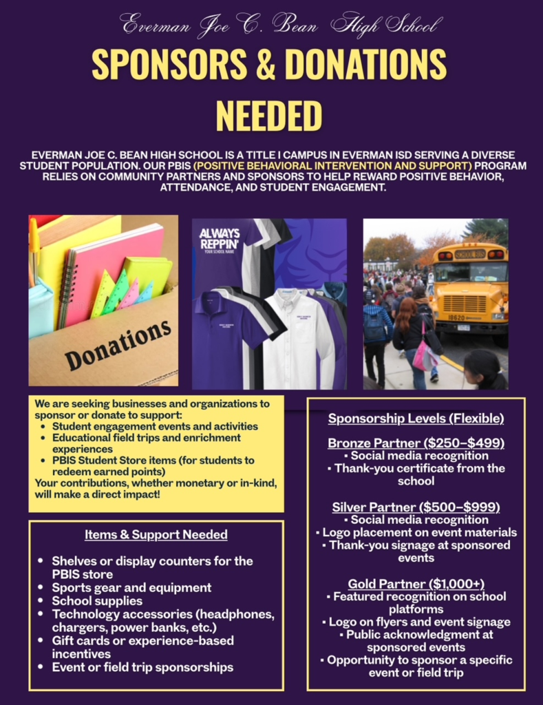 Donation flyer for EHS