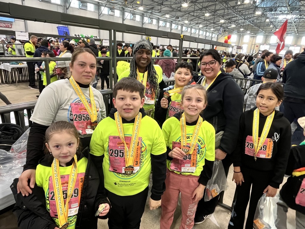 teachers and students getting ready to race!