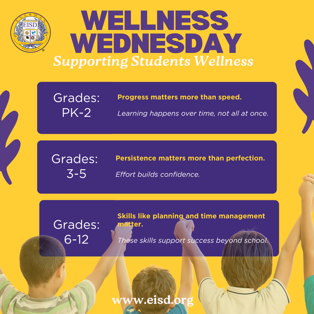 💜 Wellness Wednesday 💛 Student wellness grows at every stage—progress over speed, persistence over perfection, and skills for life. Supporting the whole child leads to lifelong success. 🌟